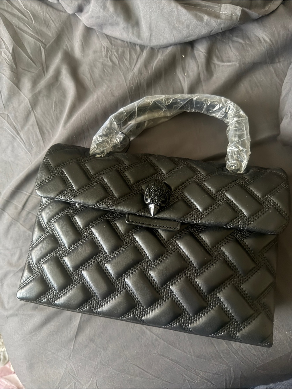 Kurt Geiger Black Quilted Top-Handle Satchel